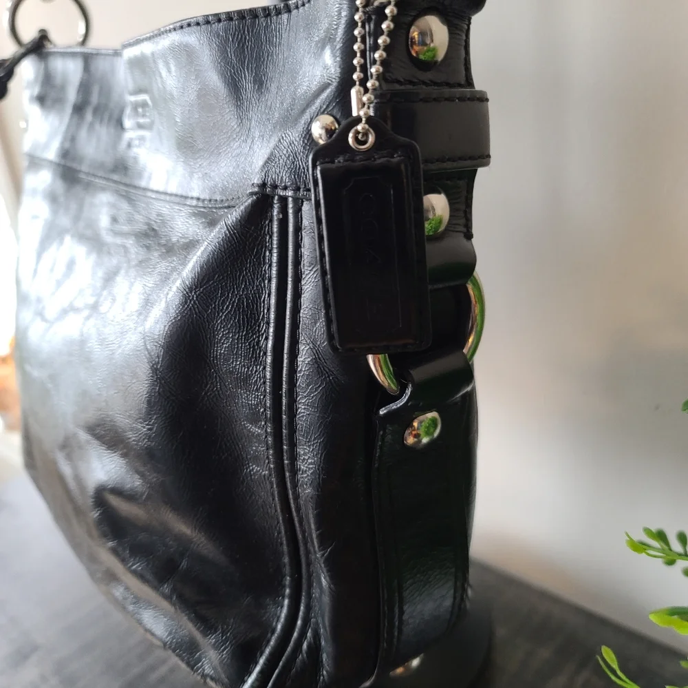 Coach Zoe Black Leather Hobo Shoulder Bag #F15478 - Picture 3 of 14